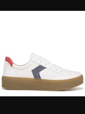 Dr. Scholls Womens Sneakers Madison Lace Gum Sole in White Blue Red